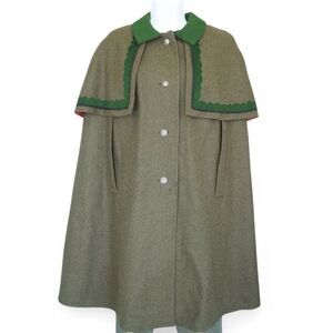 Salzburger Trachten und Dirndl Wenger Vintage Bavarian Wool Cape Olive Green 38‎